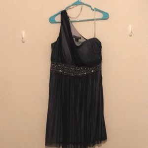 Navy one strap dress with beading